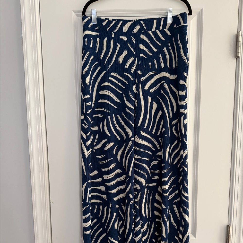 H&M Navy and Cream Patterned Maxi Pants